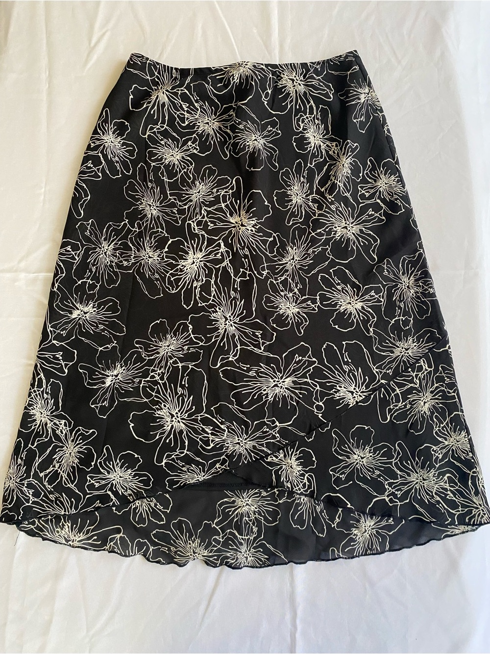 Black Floral A- Line Skirt - Medium